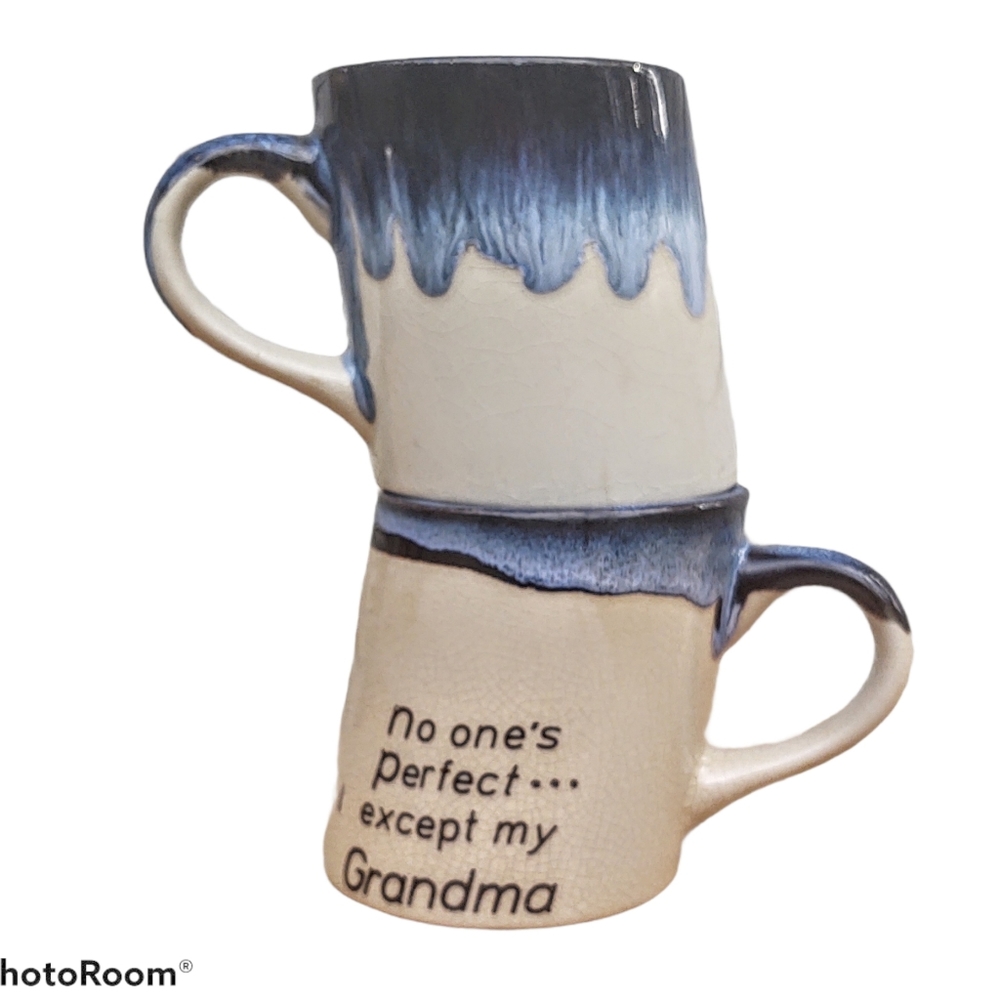 Vintage Slanted Crooked Coffee Mugs Grandma Grandpa - Picture 1 of 7